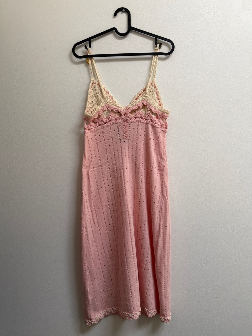 Lacemade 100% Cotton Pink & Cream Floral Crochet Midi Dress - Picture 5 of 7